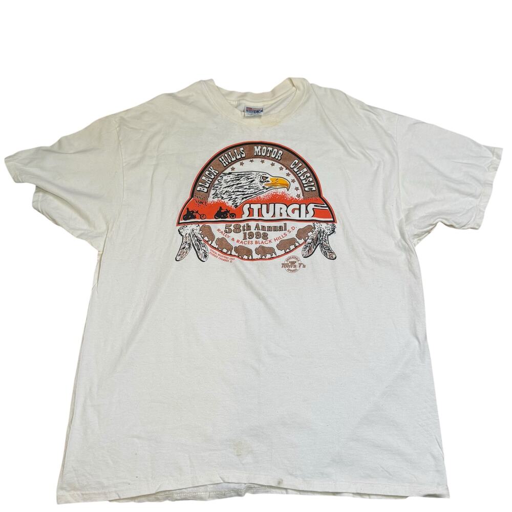 Vtg Hanes Beefy T 1998 Sturgis Motorcycle Rally Size XXL Bike Week Eagle T-Shirt